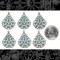 Verdigris Finished Brass Filigree Teardrop Charms - Set of Six - V-C137